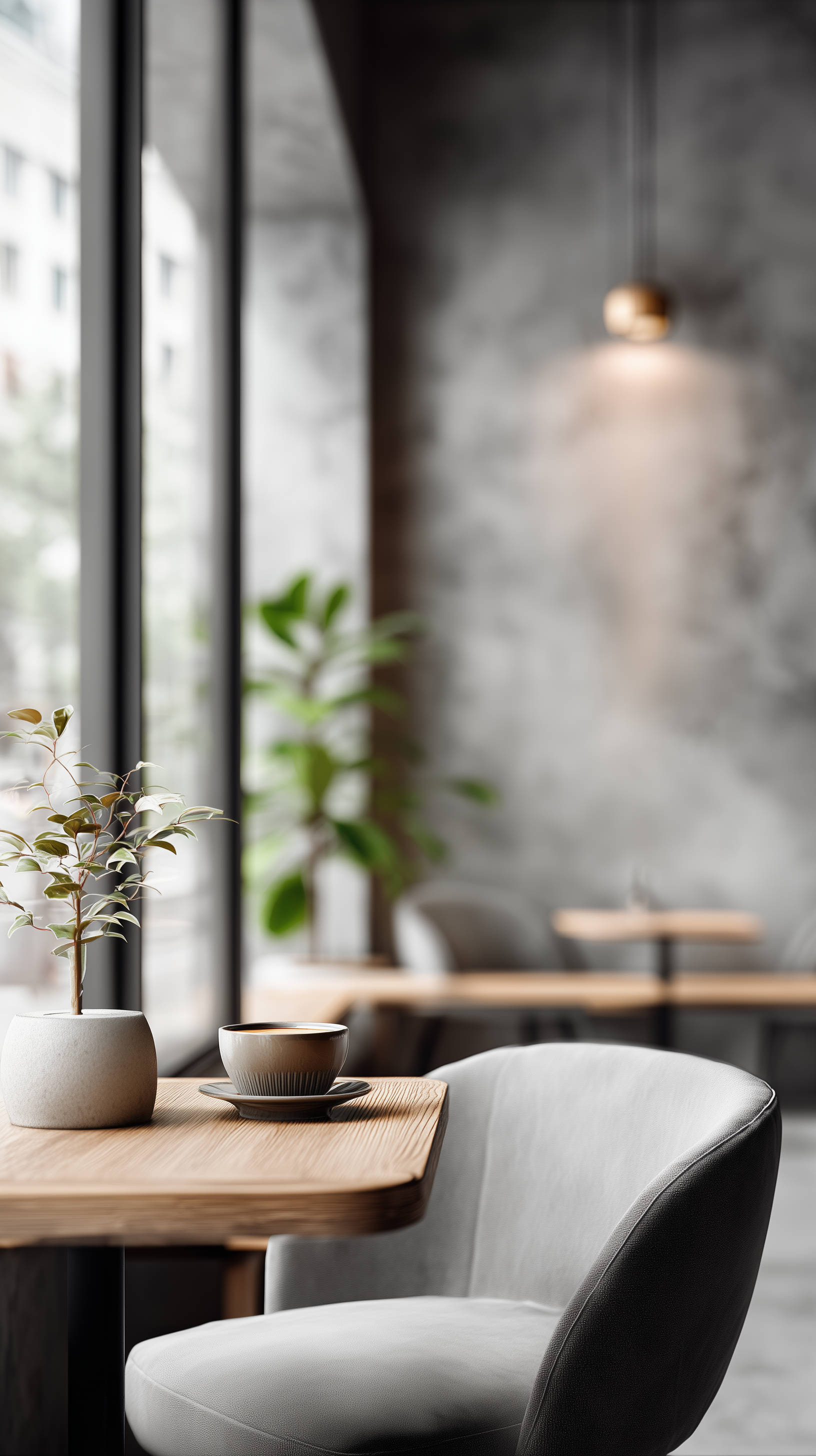 A chic cafe interior with vibrant art installations and cozy seating areas, inviting exploration
